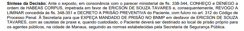 Trecho da decisão da Justiça - (Foto: Reprodução)