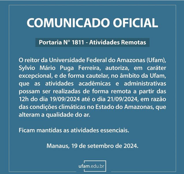 Comunicado Oficial da Ufam - (Foto: Divulgação/ Ufam)