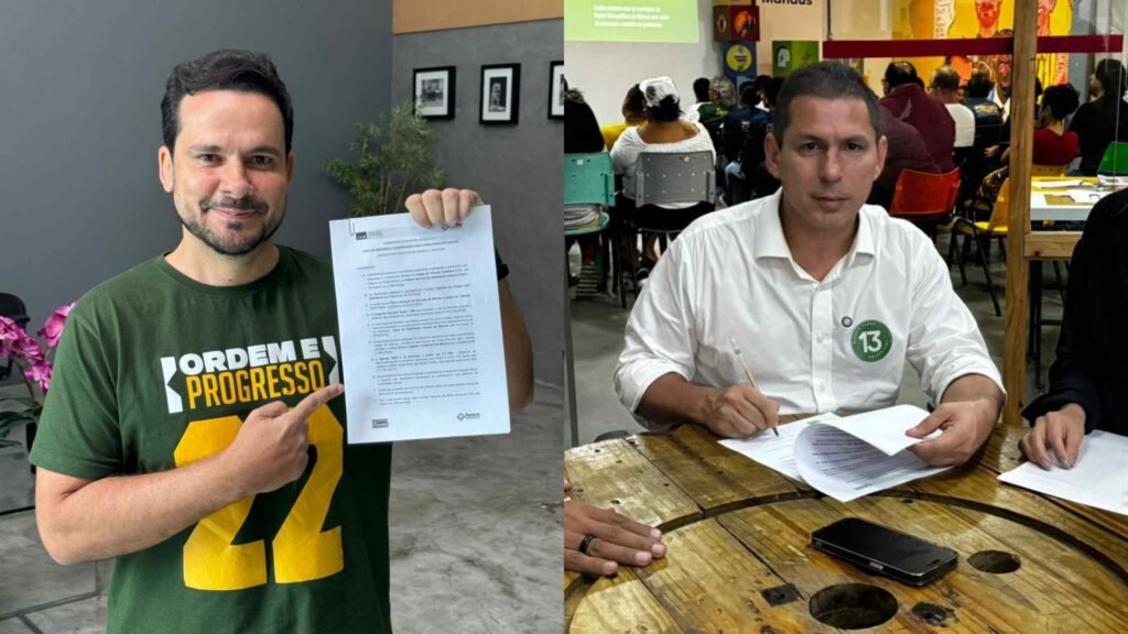 Alberto Neto e Marcelo Ramos assinaram Carta de Compromisso com mobilidade urbana sustentável (Divulgação/Pedala Manaus)