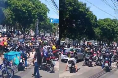 Protesto dos motociclistas na Prefeitura de Manaus